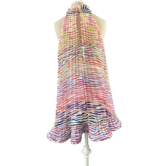 Amur Estfan Pleated Halter Neck Mini Dress Women's Double Rainbow Size: 4 NWT - Picture 3 of 7
